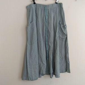 Sea Green casual midi skirt WITH POCKETS